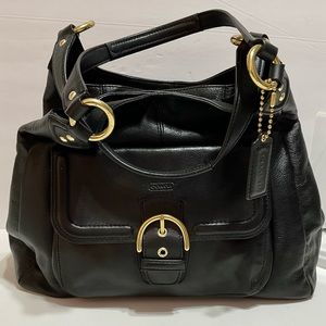 COACH Soft Black Buttery Leather LARGE ROOMY “Organizer” Shoulder Bag Dual Side